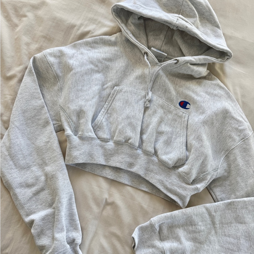 Champion Grey Cropped Hoodie